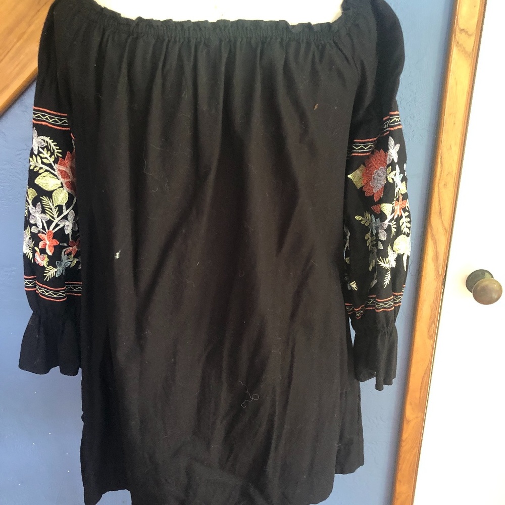 Free People Embroidered Tunic Dress Black | Size Small - Picture 3 of 5